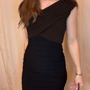 Adrianna Papell One Shoulder Brown and Black Dress